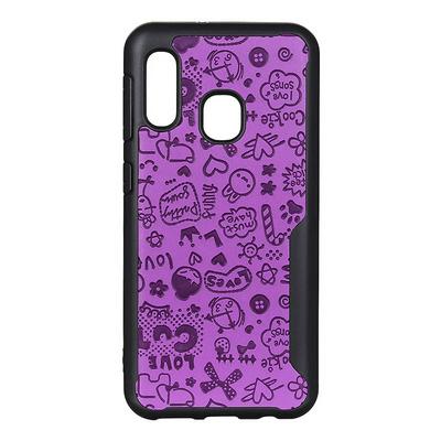 Leather-coated Phone Case for Samsung Galaxy A20e, Glitter Printed Shockproof Protective Case