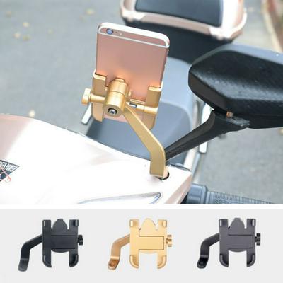 Rear View Mirror Type 360 Degree Rotatable Aluminum Alloy Motorcycle MTB Bicycle Navigation Phone Bracket for Width 60-100mm Mobile Phone 