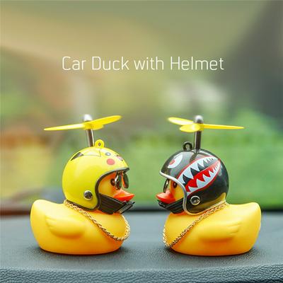 Car Ornament Duck with Helmet Flash Light with Strap Small Yellow Duck Road Bike Motor Riding Cycling Light Bicycle Accessories