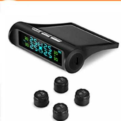 Solar Power USB TPMS Car Tire Pressure Monitor System LCD Vehicle Tire Guard with 4 External Sensors