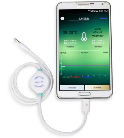 Android Phone OTG Thermometer -50C--125C Temperature Data Recorder For Baby Ovulation Food Water Measure