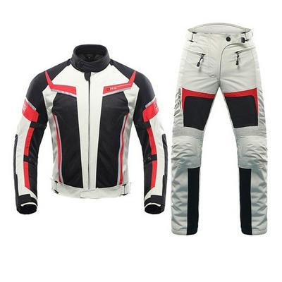 Men Motorcycle Jacket + Motorcycle Pants Set Spring Summer Breathable Mesh Jacket Moto Pants Suit Clothing Protective Clothing