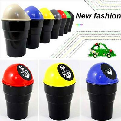 Mini Portable Car Trash Can Auto Bottle Holder Practical Garbage Can with Push Sign