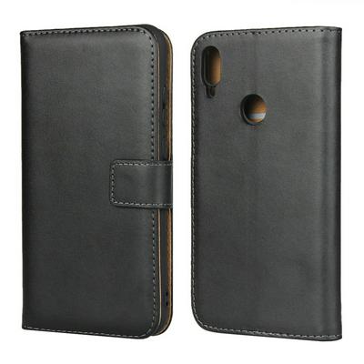 Solid Color Genuine Leather + Soft TPU Card Slots with Stand Support Wallet Protective Cover Case for Huawei Y6 2019 