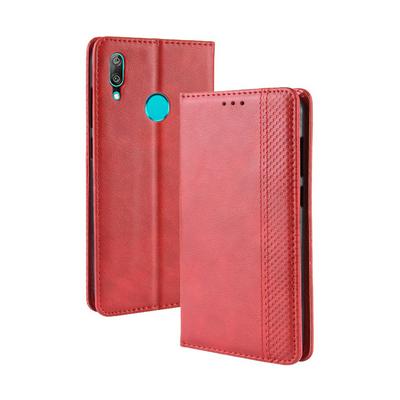 Solid Color PU Leather + Soft TPU Card Slots with Picture Photo Frame Stand Support Wallet Protective Cover Case for Huawei Y7 (2019) 