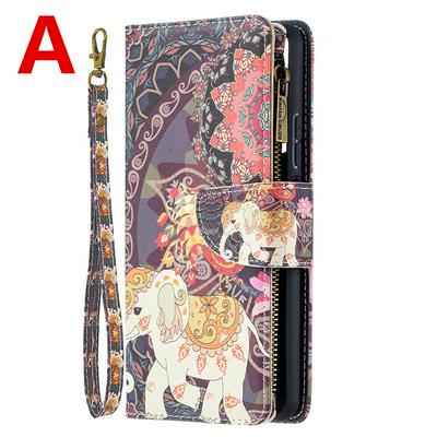 Colored Painting Zipper Wallet BF03 Scratch Resistant PU Leather Phone Case with Stand &Lanyard for HUAWEI Y7a