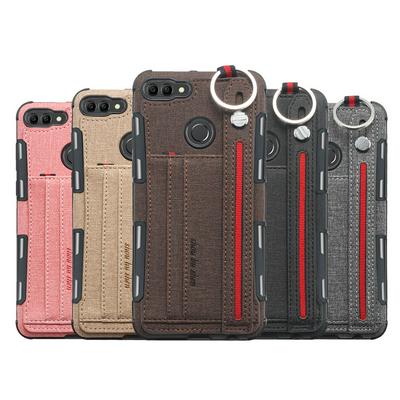 PU Leather Coated PC + TPU with Card Holder Keyring Strap Back Cover Case for Huawei Y9 (2019) / Enjoy 9 Plus 