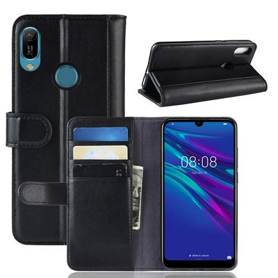Side Flip Wallet Style Genuine Leather + Soft TPU Card Slots with Stand and Magnetic Buckle Case for Huawei Y6 (2019) 