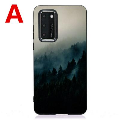 Black Background Old Pattern Scratch Resistant Soft TPU Back Cover Phone Case for HUAWEI P40