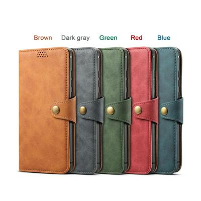 Retro Frosted Solid Color Shockproof Side Flip PU Leather + Soft TPU Picture Frame with Card Slots Stand and Buckle Wallet Protective Case for Huawei P30 Lite