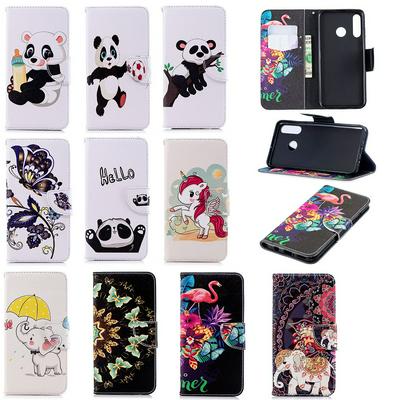 Colored Painting Shockproof Side Flip PU Leather + Soft TPU Card Slots with Magnetic Buckle and Stand Wallet Protective Case for Huawei P30 Lite