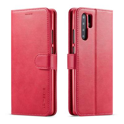 Magnetic Button Calf Pattern Shock-Absorption Side Flip PU Leather + Soft TPU Wallet Phone Case with Card Slot and Stand for HUAWEI P30 Pro