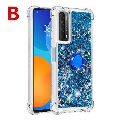 TPU Phone Case for Huawei P smart 2021 Ring Buckle Anti-fall Scratch Resistant Quicksand Protective Cover