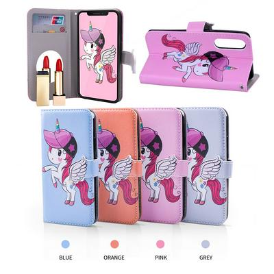 Pegasus Unicorn Pattern with Makeup Mirror PU Leather + Soft TPU with Stand Support and Card Holder and Wallet Slots Protective Case for Huawei P30