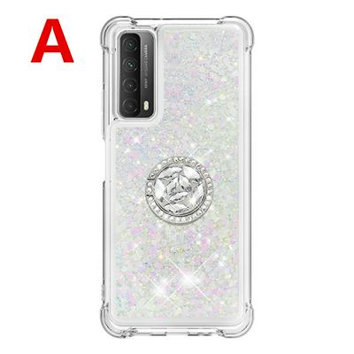 Airbag TPU Phone Case for Huawei P smart 2021 Ring Buckle Anti-fall Scratch Resistant Quicksand Protective Cover