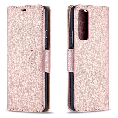 Solid Litchi Pattern Wrist Strap Style Shockproof Side Flip PU Leather + Soft TPU Card Slots with Magnetic Buckle and Stand Wallet Case for HUAWEI Y7a