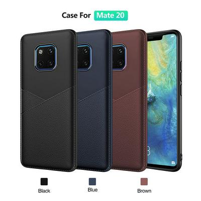 Soft Leather-like Phone Case Anti-scratch Non-slip TPU Cover Plain Protective Case in Business Style for Huawei Mate 20