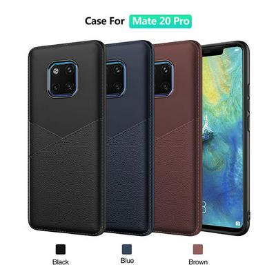 Soft Leather-like Phone Case Anti-scratch Non-slip TPU Cover Plain Protective Case in Business Style for Huawei Mate 20 Pro