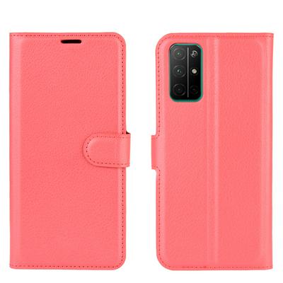 Solid Color Litchi Pattern Shock-Absorption Side Flip PU Leather + Soft TPU Card Slots with Magnetic Buckle and Stand Wallet Case for Huawei Honor 30S