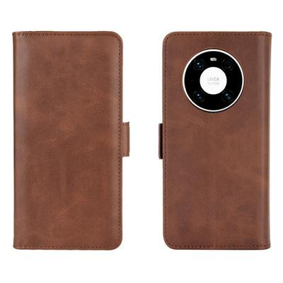 Double Buckle Side Suction Calf Pattern Scratch Resistant PU Leather Filp Phone Case with Stand and Card Slots for HUAWEI Mate 40 