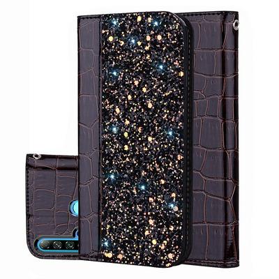 Crocodile Pattern Diamond Studded PU Leather + Soft TPU with Stand and Card Holder Protective Cover Case for Huawei P20 Lite (2019)