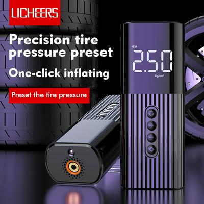 Licheers Portable Mini Air Pump Multi-function Vehicle-mounted Digital Display Tire Pressure Monitoring Tire Pump Inflator for Car/Motorcycle/Bicycle