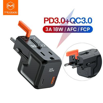 Mcdodo CA-8110 Universal USB Charger 18W QC 3.0 PD3.0 Fast Charger Quick Charge 3.0 Travel USB C International Plug Socket ForXiaomi