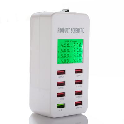 8-port USB Charging Station QC3.0 Charger with LED Display Screen for Current, Voltage