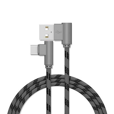 FT-UCA86  TYpe-C 2M 90° L-Head Nylon Braided USB Cable Charging & Data Syncing Data Line Wire 