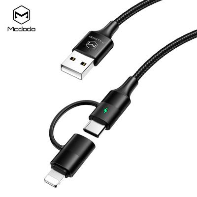 Mcdodo CA-6800 2 in 1 8 Pin + Type-C -with LED Indicator Light Fast Charging Cable for Samsung Galaxy Huawei Xiaomi iPhone 11 Pro Xs Max 7 8 Plus