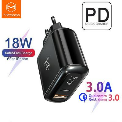 Mcdodo CH-7170 Charger 18W PD+usb QC3.0 Quick Charge + Type C to Lightning for Iphone cases xiaomi