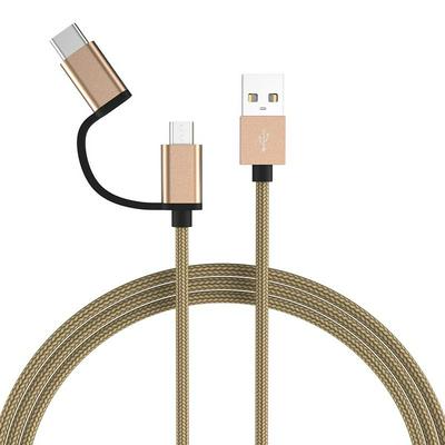 FT-UCA88c 2 in 1 Micro 5 Pin + Type-C USB-C Adapter Nylon Woven USB Cable Charging & Data Syncing Data Line Wire 