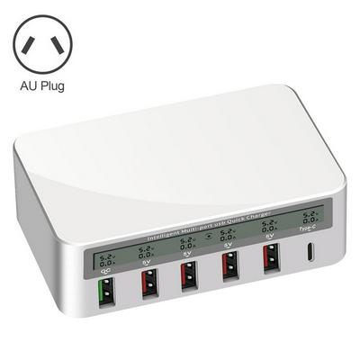Multiple Port USB Charging Station Charger QC3.0 Charger with LED Display Screen for Current, Voltage