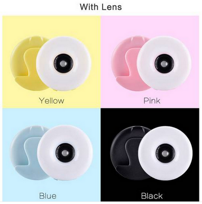 Portable LED Night Lamp Selfie Ring Selfie Fill Light Camera Photography For IPhone Android Smartphone - Pink Yellow Blue Black