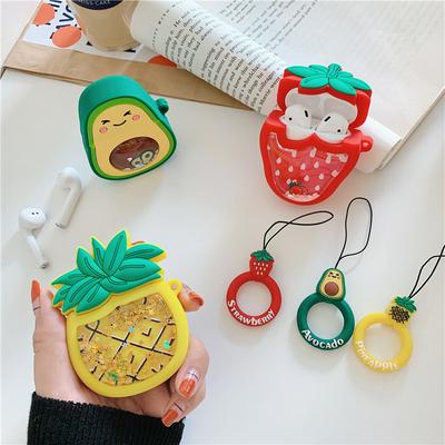 Avocado Quicksand Airpods Case Keychain AirPod Earbud Charging Bluetooth Earphone Protective Hard Cover Case 