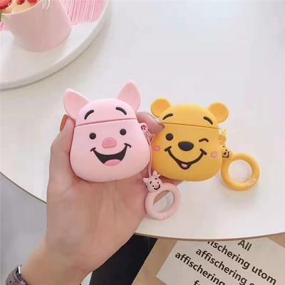Winnie the Pooh Airpods Case Keychain AirPod Earbud Charging Bluetooth Earphone Protective Hard Cover Case 