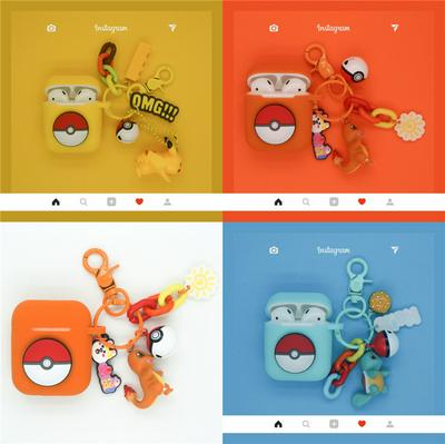 Pocket Monster Airpods Case Keychain AirPod Earbud Charging Bluetooth Earphone Protective Hard Cover Case 