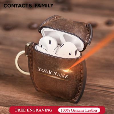 Oil Nubuck Leather Case For AirPods 1/2 Bluetooth Wireless Earphone Protective Cover Skin For Airpods Charging Box Accessories