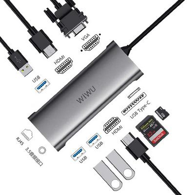 WIWU Usb Hub 3.0 Naar Hdmi Adapter Voor Macbook Pro Air Multifunctionele Dual Type C Hub Voor Huawei android Mobiele Telefoon Usb C Hub