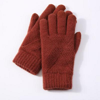 Vrouwelijke Winter Warme Gebreide Volledige Vinger Handschoenen Mannen Effen Wollen Touch Screen Mittens Vrouwen Dikke Warm Fietsen Rijden Handschoenen H46
