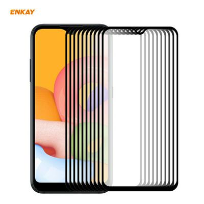 10PCS ENKAY Straw Hat Prince 0.26mm 9H Hardness 2.5D Full Glue Full Cover Tempered Glass Protective Film for Samsung Galaxy A01