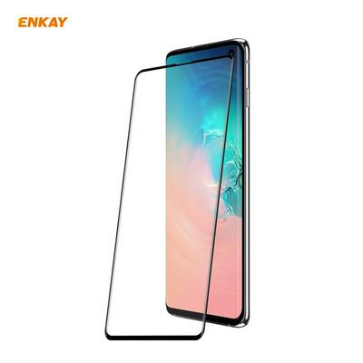 ENKAY Straw Hat Prince 0.26mm 9H 3D Curved Surface Hot Bending Full Glue Full Screen Covered Tempered Film for Samsung Galaxy S10