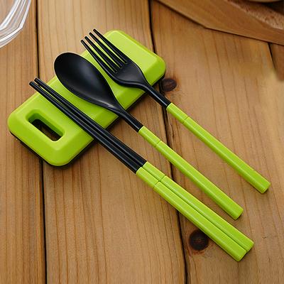 3 in 1 ABS Folding Dinnerware Cutlery Fork Chopsticks with Storage Box Outdoor Camp Camping Hiking Travel  