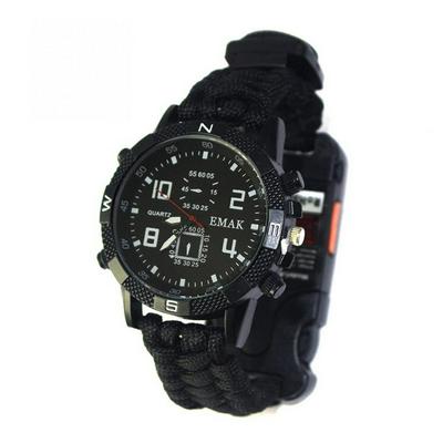 Tactical Multi Outdoor Camping Hiking Adventuring Survival Bracelet Watch Compass Rescue Rope Paracord Woven Equipment Kit