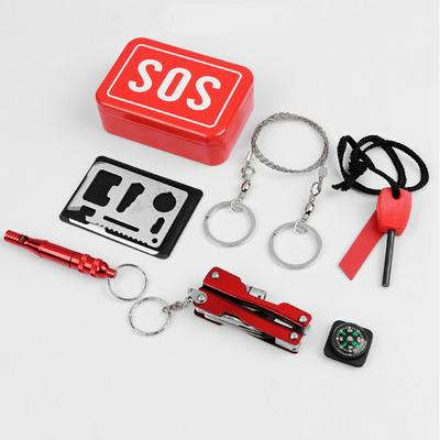 Camping First-aid Emergency SOS Self-help Survival Equipment Outdoor Kits Bag Field Survival Kit Box SOS For Camping Hiking Self-help Tools Box