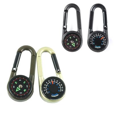 Keychain Multifunction Hiking Metal Carabiner Hook Mini Key Ring Compass Thermometer Sporting Outdoor 