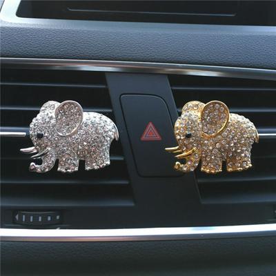 Cute Diamond Studded Crystal Elephant Shaped Car Perfume Clip Lady Car Styling Air Outlet Air Freshener Car Interior Accessories 
