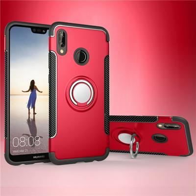 Invisible Ring Bracket Armor Drop-proof Shockproof Car Magnetic Suction Hard PC Back Cover Phone Case for HUAWEI P20 Lite/Nova 3e