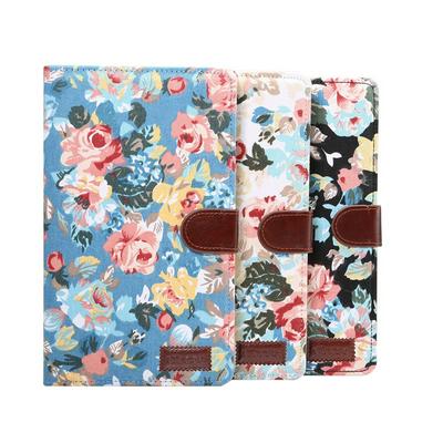 Samsung Flower Cloth Texture PC Horizontal Flip Leather Protective Case Wallet Photo Frame Tablet Case for Galaxy Tablet T290 T295 Size 8 inch with Holder Card Slots