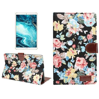 Huawei Flower Cloth Texture PC Horizontal Flip Leather Protective Case Wallet Photo Frame Tablet Case for M6 8.4 inch Tablet with Holder Card Slots